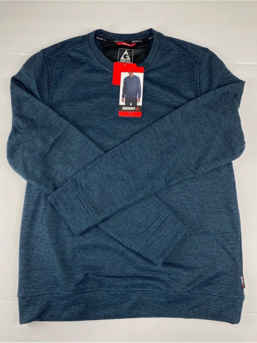 GERRY Men's Crewneck Fleece Lined Pullover in Heather Navy sz. MED